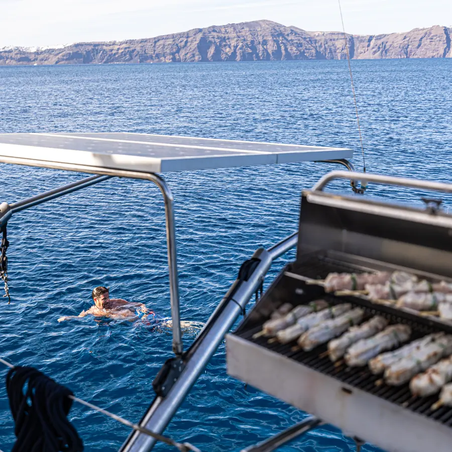 The BBQ grill working while at anchor
