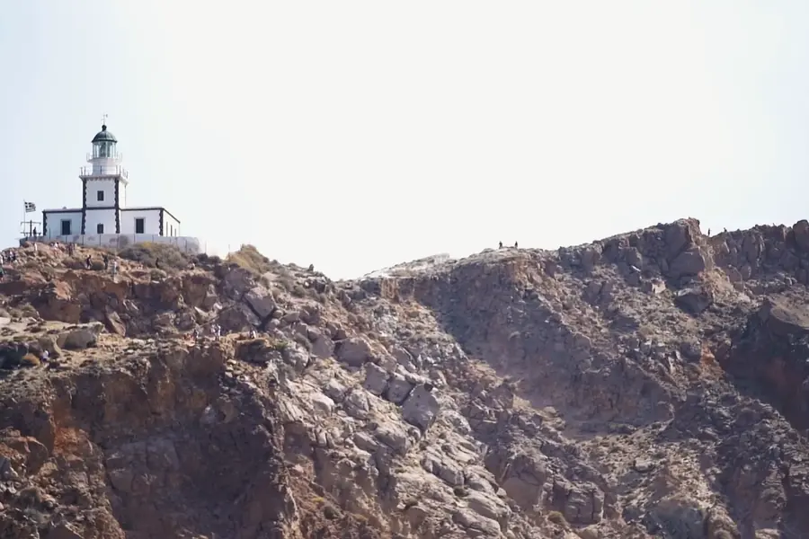 The Venetian lighthouse of Akrotiri on its headland above the Aegean